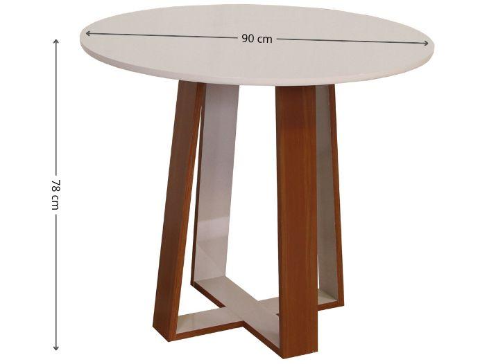 Mesa de Jantar 4 Cadeiras Redonda Naturalle e Off-White Tampo de Vidro Laís Móveis São Carlos - 6