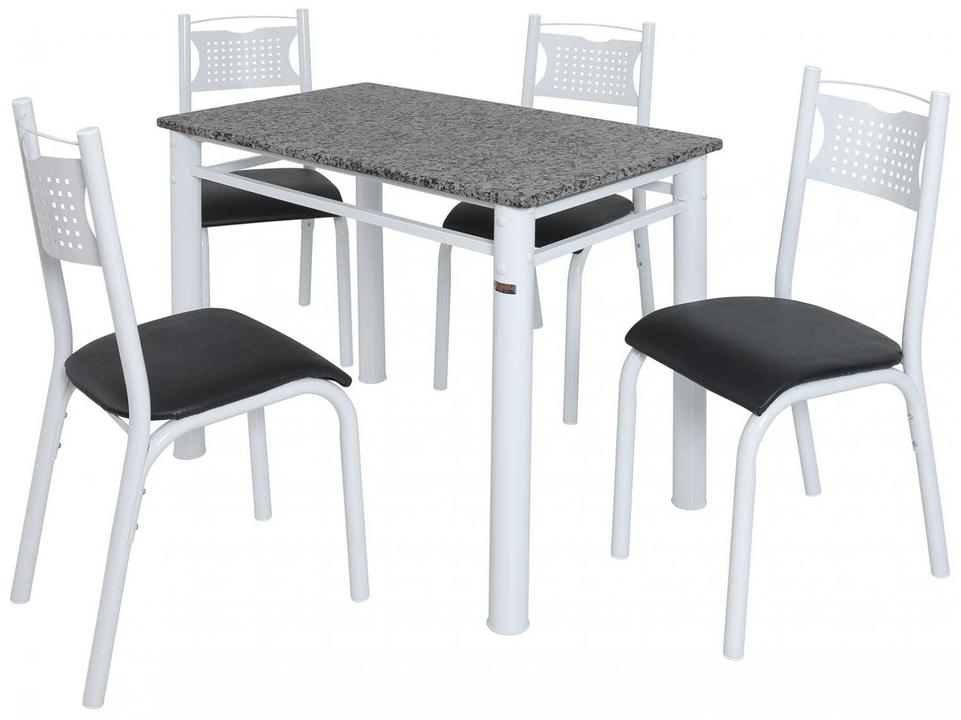 Mesa de Jantar 4 Cadeiras Retangular Aço Tampo Granito Poeme Ciplafe - 2