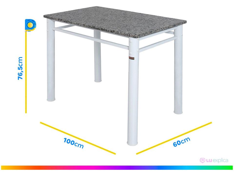 Mesa de Jantar 4 Cadeiras Retangular Aço Tampo Granito Poeme Ciplafe - 11