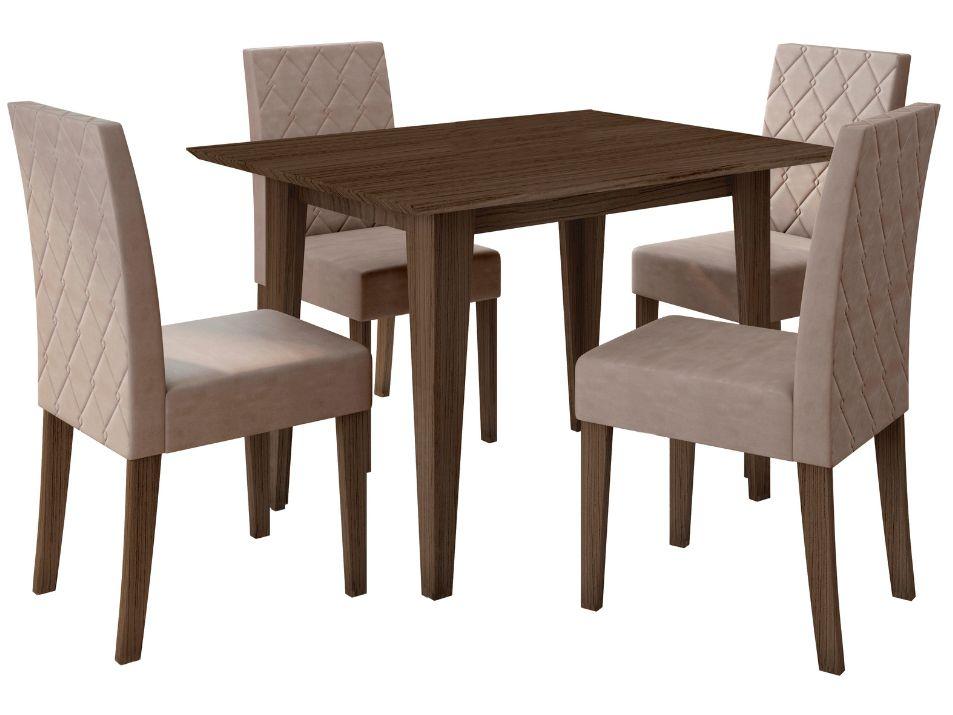 Mesa de Jantar 4 Cadeiras Retangular Amêndoa Poliman Móveis Kate - 1