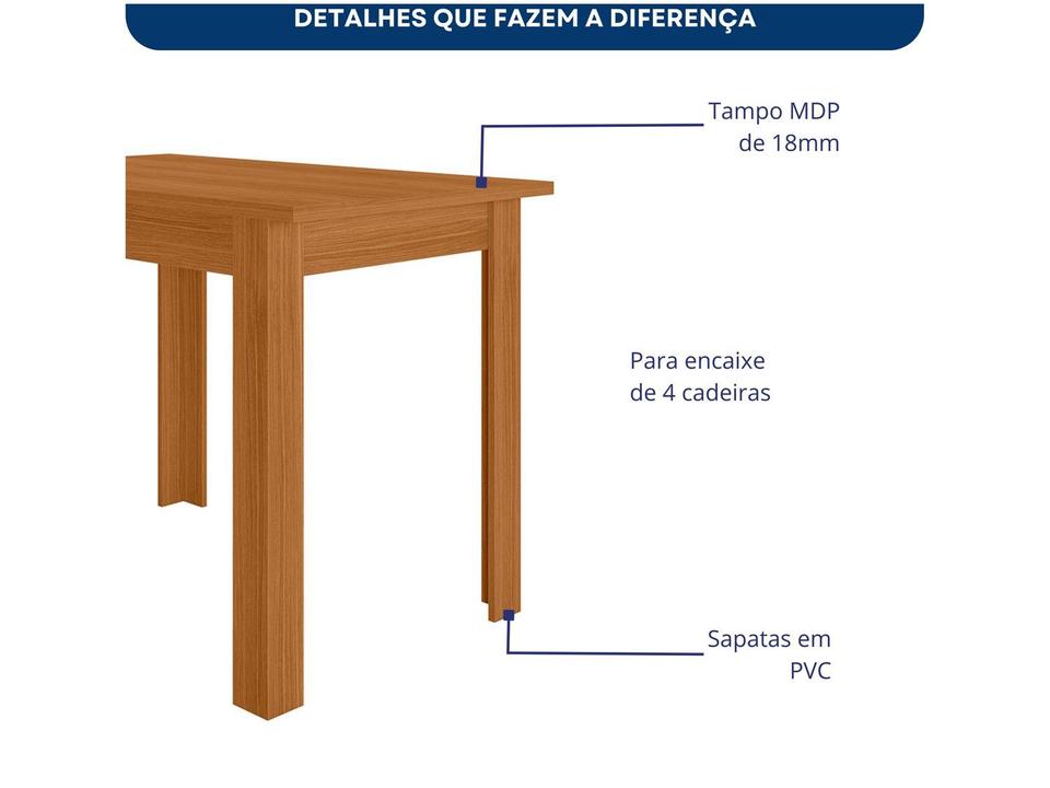Mesa de Jantar 4 Cadeiras Retangular Bellagio Poliman Móveis - 9