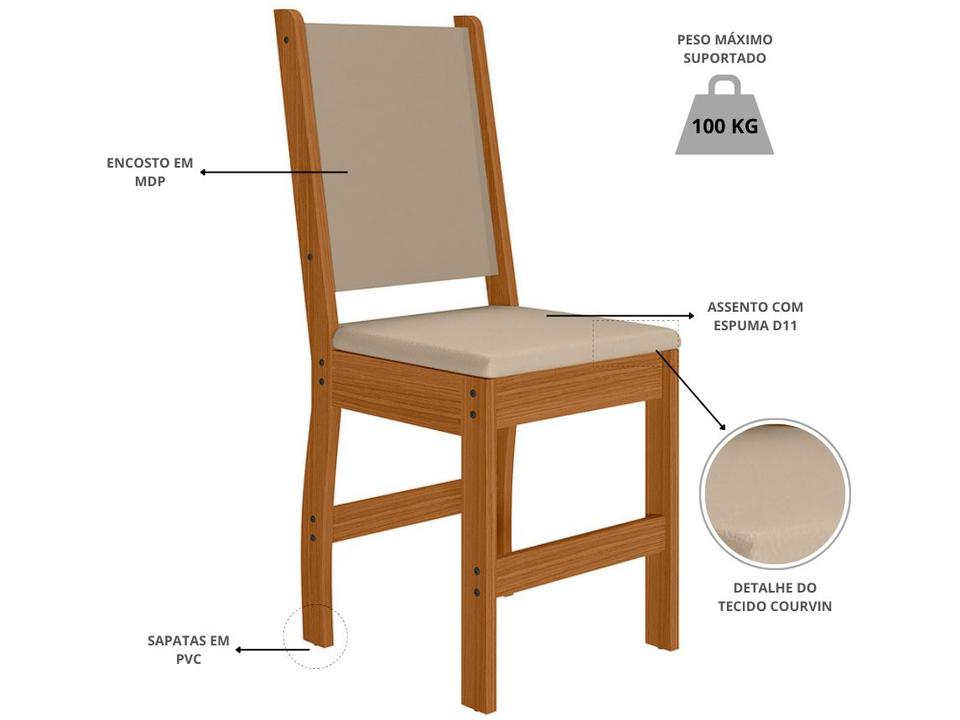 Mesa de Jantar 4 Cadeiras Retangular Bellagio Poliman Móveis - 5