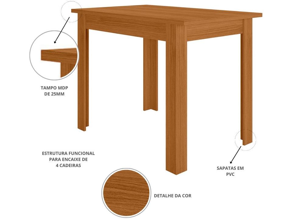 Mesa de Jantar 4 Cadeiras Retangular Bellagio Poliman Móveis - 4