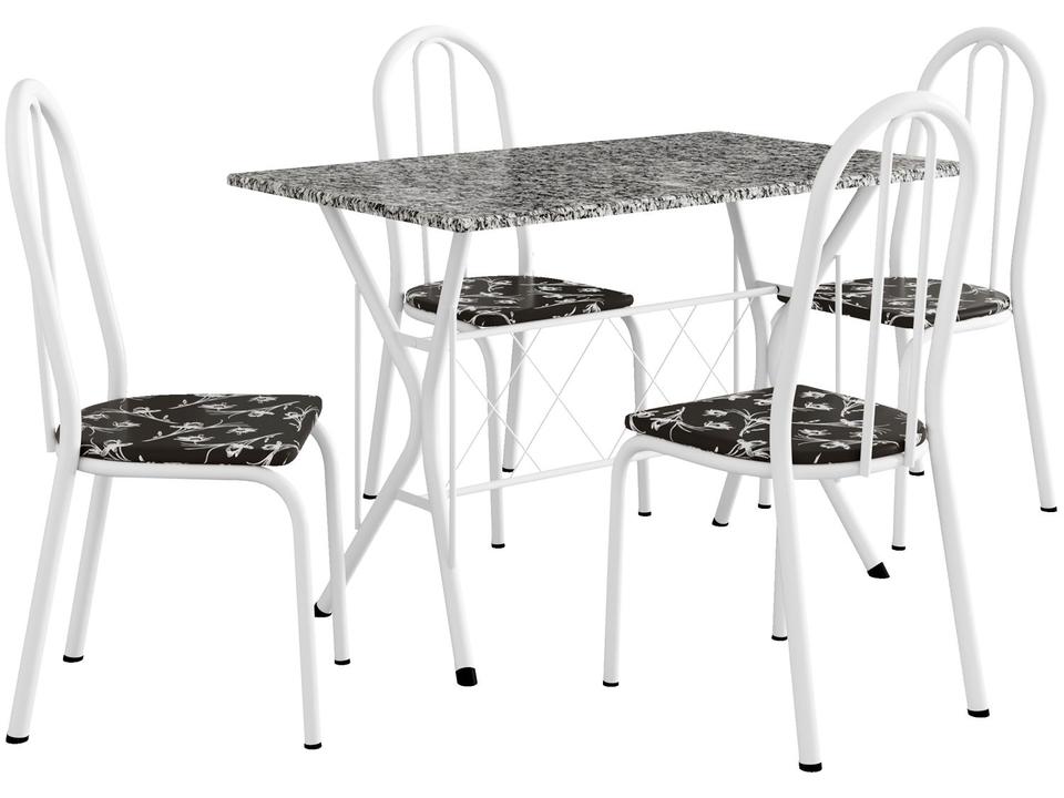 Mesa de Jantar 4 Cadeiras Retangular Branca Artefamol Ravena - 1