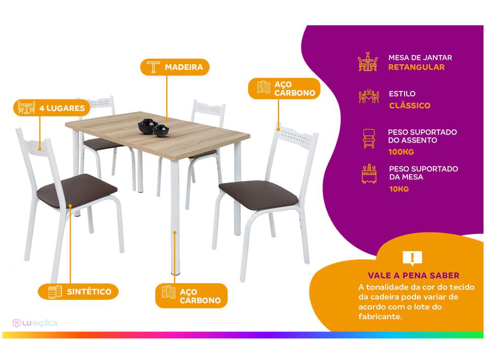 Mesa de Jantar 4 Cadeiras Retangular - 1