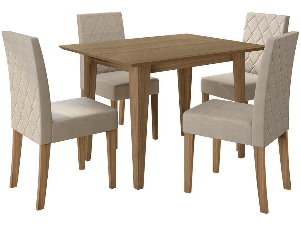 Mesa de Jantar 4 Cadeiras Retangular Carvalho - Poliman Móveis Kate - 1