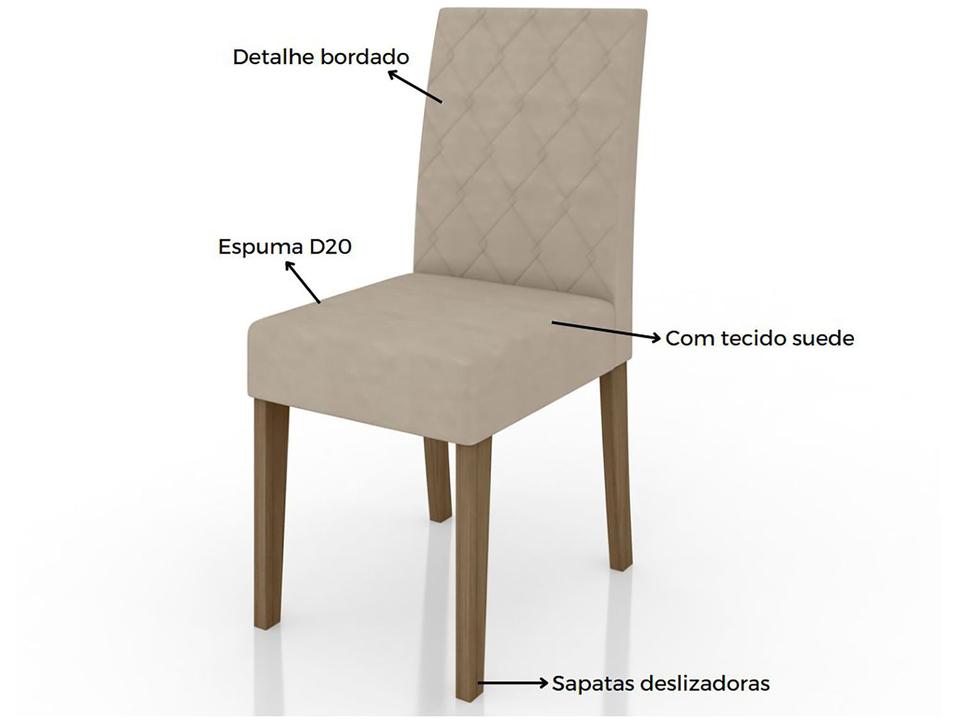 Mesa de Jantar 4 Cadeiras Retangular Carvalho - Poliman Móveis Kate - 6