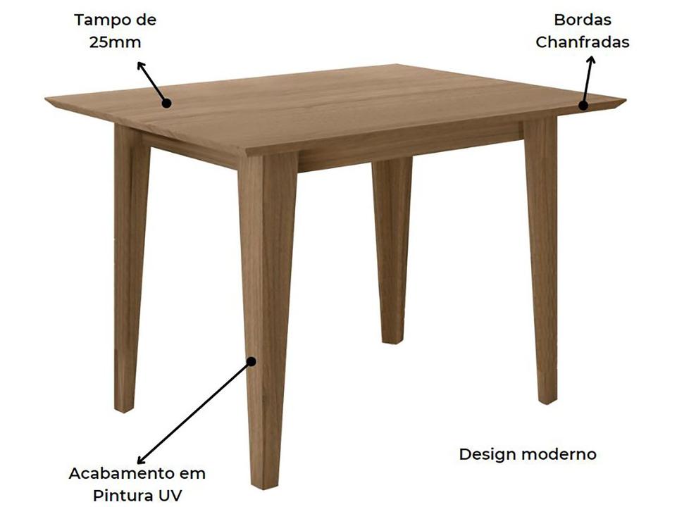 Mesa de Jantar 4 Cadeiras Retangular Carvalho - Poliman Móveis Kate - 5
