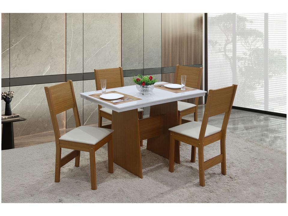 Mesa de Jantar 4 Cadeiras Retangular Cinamomo/Off White Destak Móveis São Carlos - 2