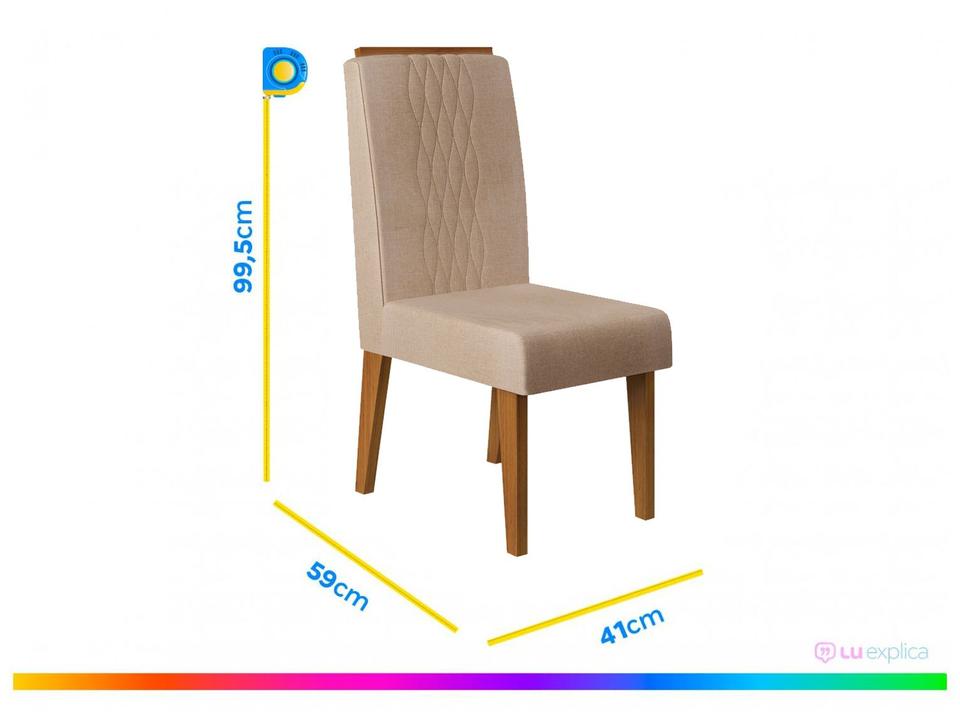 Mesa de Jantar 4 Cadeiras Retangular Cinza e Saara DJ Móveis Siena - 3
