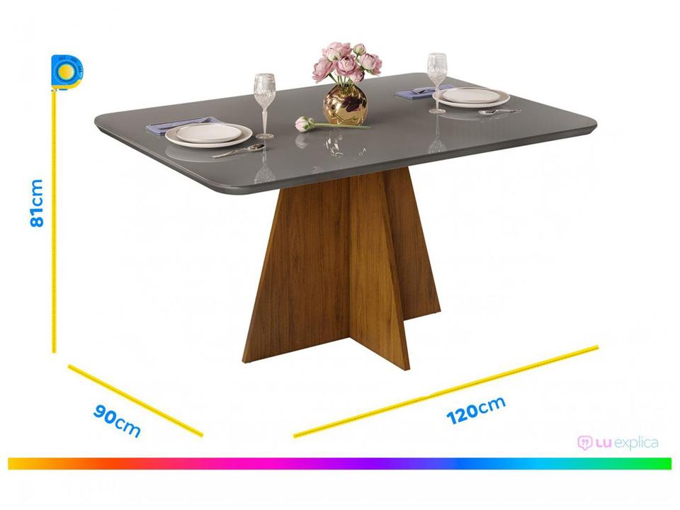 Mesa de Jantar 4 Cadeiras Retangular Cinza e Saara DJ Móveis Siena - 2