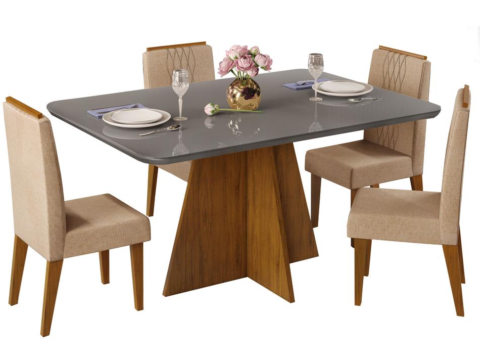 Mesa de Jantar 4 Cadeiras Retangular Cinza e Saara DJ Móveis Siena - 4