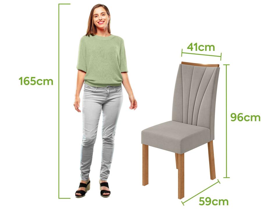 Mesa de Jantar 4 Cadeiras Retangular Frassino Móveis Lopas Celebrare - 3