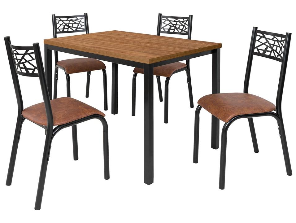 Mesa de Jantar 4 Cadeiras Retangular Freijó e Caramelo Ciplafe Jade - 3