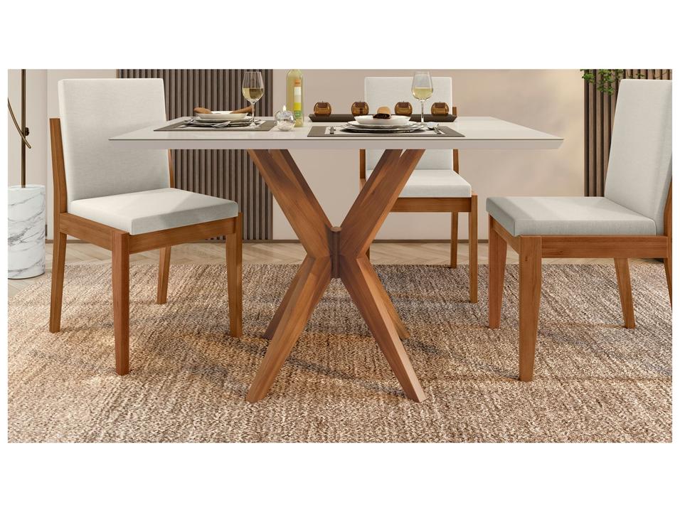 Mesa de Jantar 4 Cadeiras Retangular Madeira Maciça com vidro Nesher Donna - 2