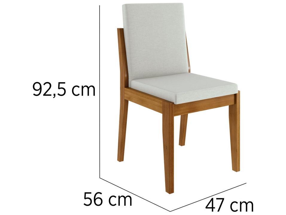 Mesa de Jantar 4 Cadeiras Retangular Madeira Maciça com vidro Nesher Donna - 9