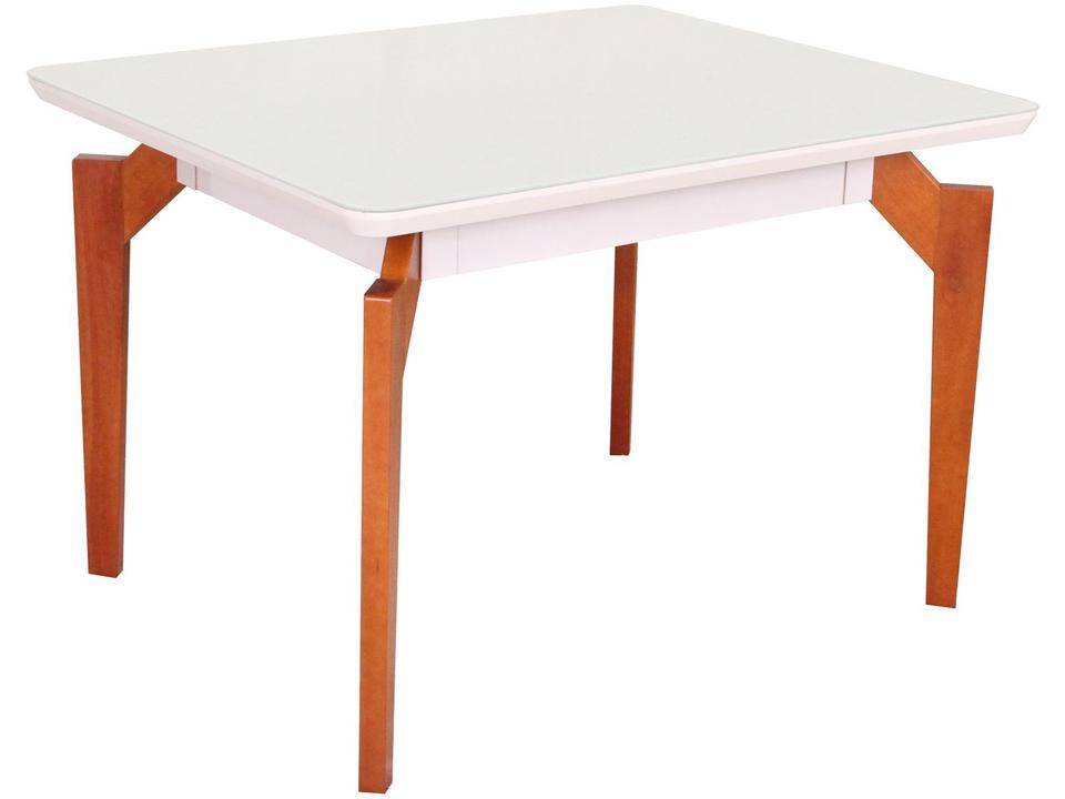 Mesa de Jantar 4 Cadeiras Retangular Madeira Maciça Mel e Off-White Tampo de Vidro Abeille Móveis São Carlos - 4
