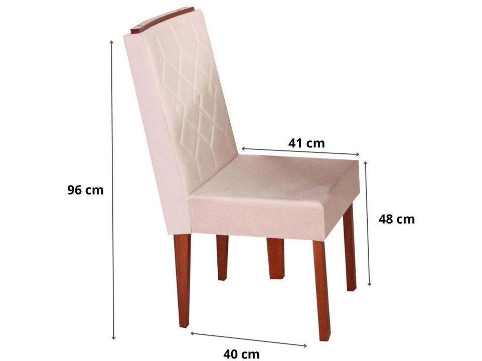 Mesa de Jantar 4 Cadeiras Retangular Madeira Maciça Mel e Off-White Tampo de Vidro Abeille Móveis São Carlos - 7