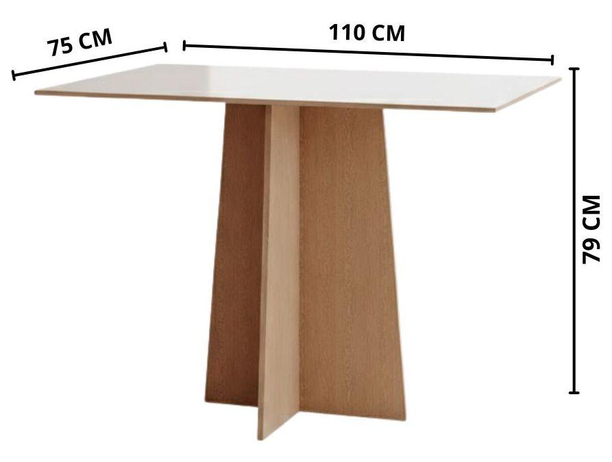 Mesa de Jantar 4 Cadeiras Retangular Mel e Off White Sonetto Móveis Amanda - 6