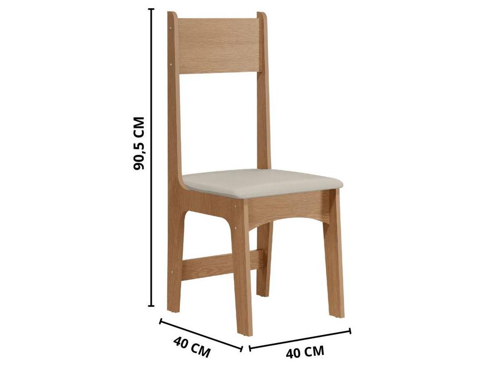 Mesa de Jantar 4 Cadeiras Retangular Mel e Off White Sonetto Móveis Amanda - 7