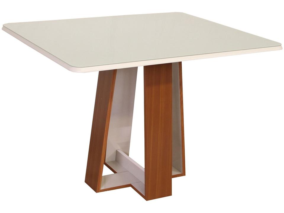 Mesa de Jantar 4 Cadeiras Retangular Naturalle e Off-White Tampo de Vidro Laís Móveis São Carlos - 4