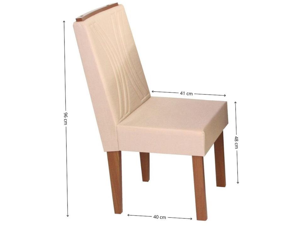 Mesa de Jantar 4 Cadeiras Retangular Naturalle e Off-White Tampo de Vidro Laís Móveis São Carlos - 7