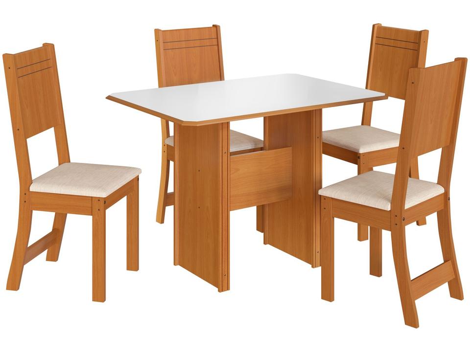 Mesa de Jantar 4 Cadeiras Retangular Noce e Off White Indekes Cristal - 1