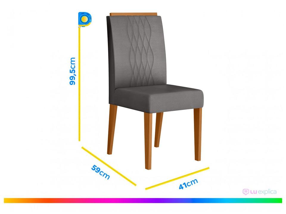 Mesa de Jantar 4 Cadeiras Retangular Off White e Lunar DJ Móveis Siena - 6