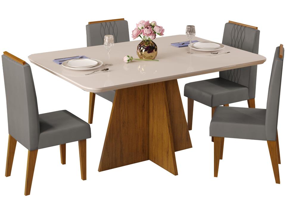 Mesa de Jantar 4 Cadeiras Retangular Off White e Lunar DJ Móveis Siena - 2