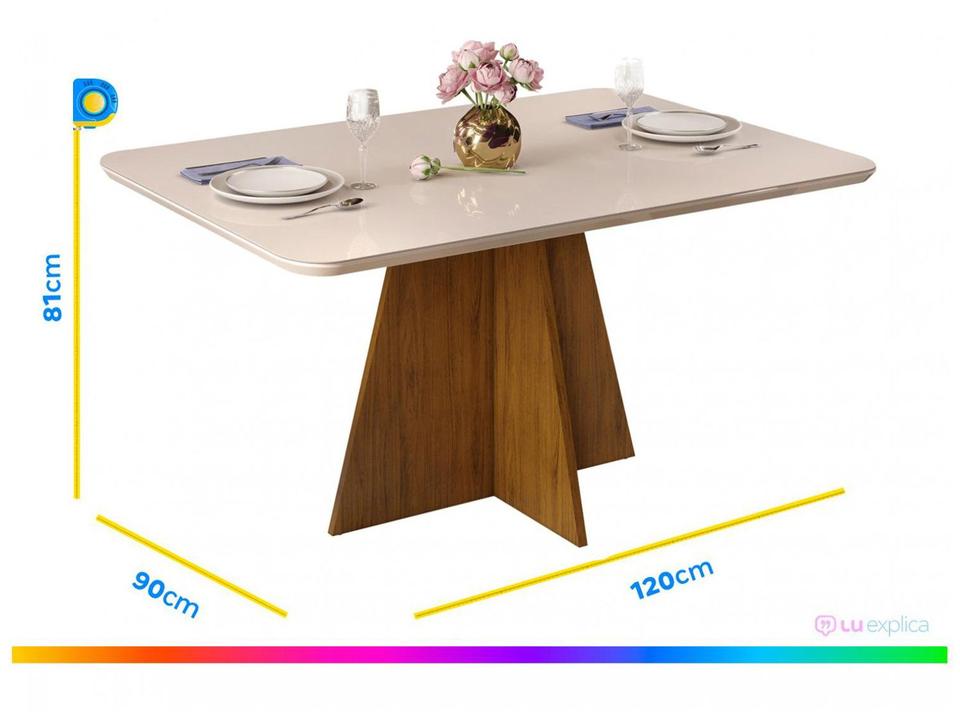 Mesa de Jantar 4 Cadeiras Retangular Off White e Lunar DJ Móveis Siena - 5