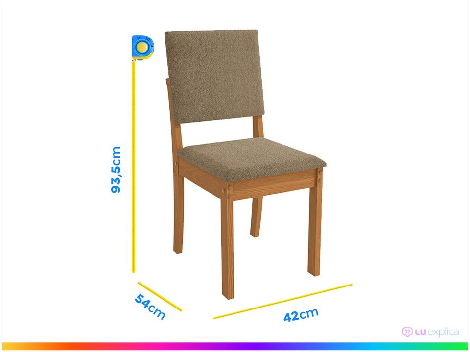 Mesa de Jantar 4 Cadeiras Retangular Tampo de MDF com Vidro Malbec Kappesberg - 3