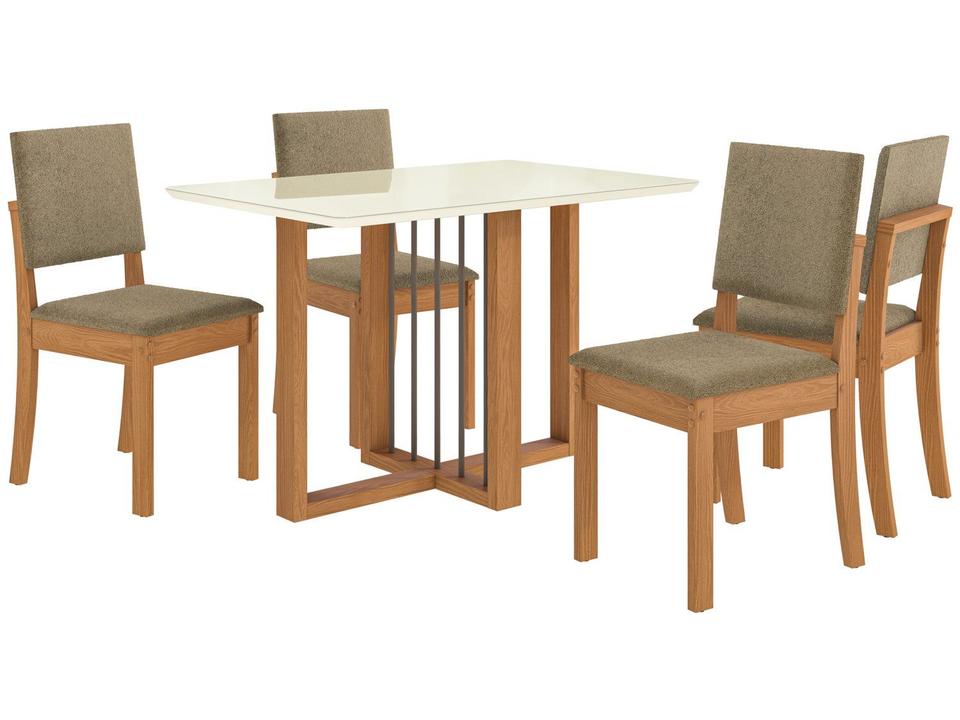 Mesa de Jantar 4 Cadeiras Retangular Tampo de MDF com Vidro Malbec Kappesberg - 4