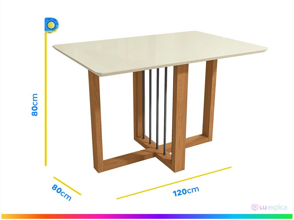 Mesa de Jantar 4 Cadeiras Retangular Tampo de MDF com Vidro Malbec Kappesberg - 2