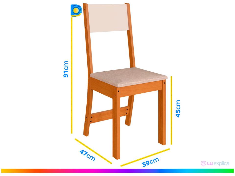 Mesa de Jantar 4 Cadeiras Retangular Tecido Linho Indekes Talita - 3