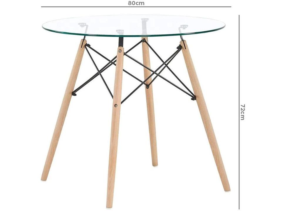 Mesa de Jantar 4 Lugares Redonda Tampo de Vidro - 7