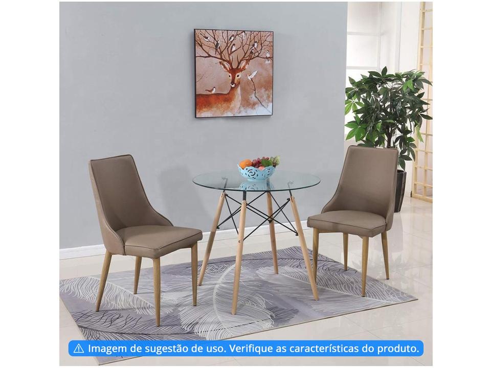 Mesa de Jantar 4 Lugares Redonda Tampo de Vidro - 2