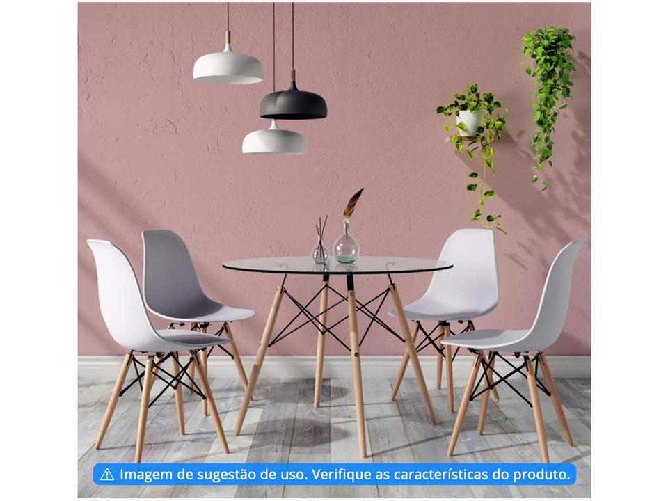 Mesa de Jantar 4 Lugares Redonda Tampo de Vidro - 1