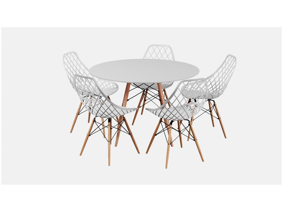 Mesa de Jantar 5 Cadeiras Redonda Branco - 3