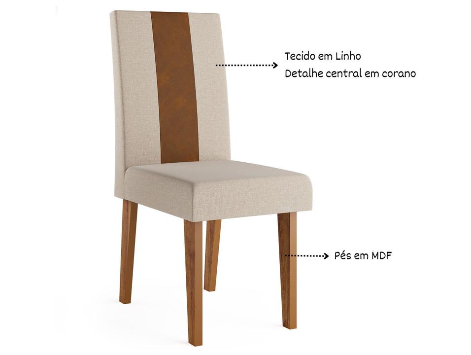 Mesa de Jantar 6 Cadeiras 6 Lugares Retangular Mel Bronze e Off White Viero Móveis Vigo - 2