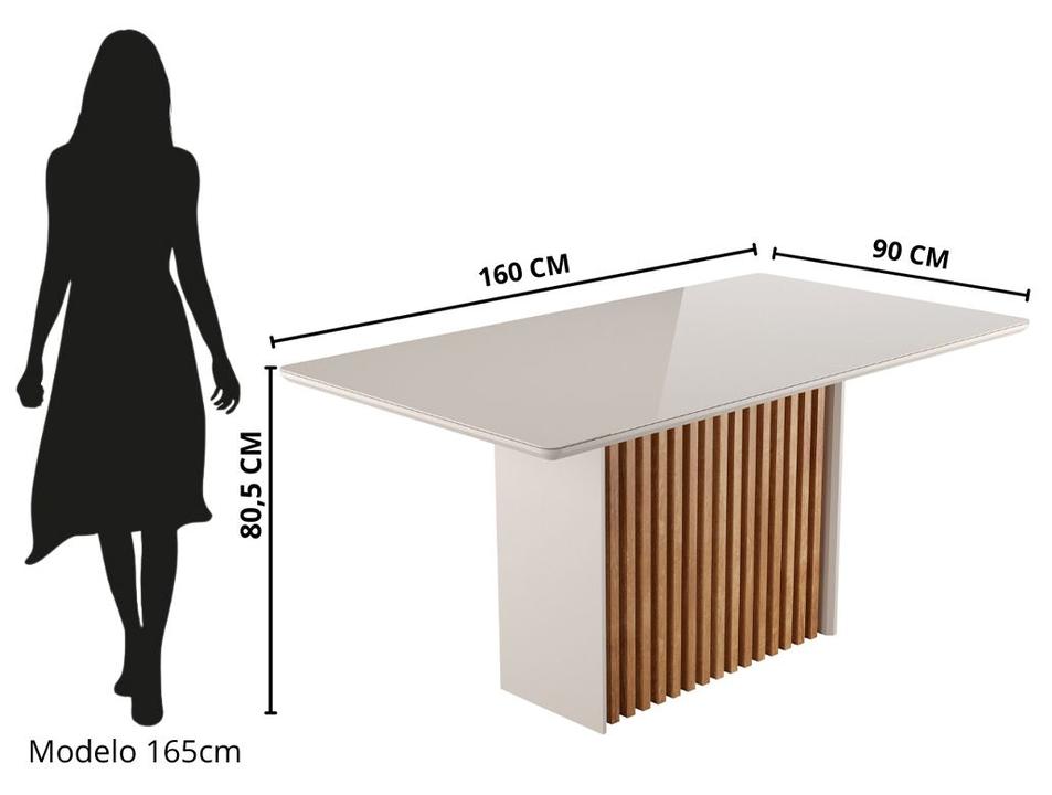 Mesa de Jantar 6 Cadeiras 6 Lugares Retangular Mel e Off White Sonetto Móveis Cris - 3