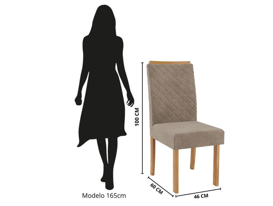 Mesa de Jantar 6 Cadeiras 6 Lugares Retangular Mel e Off White Sonetto Móveis Cris - 4