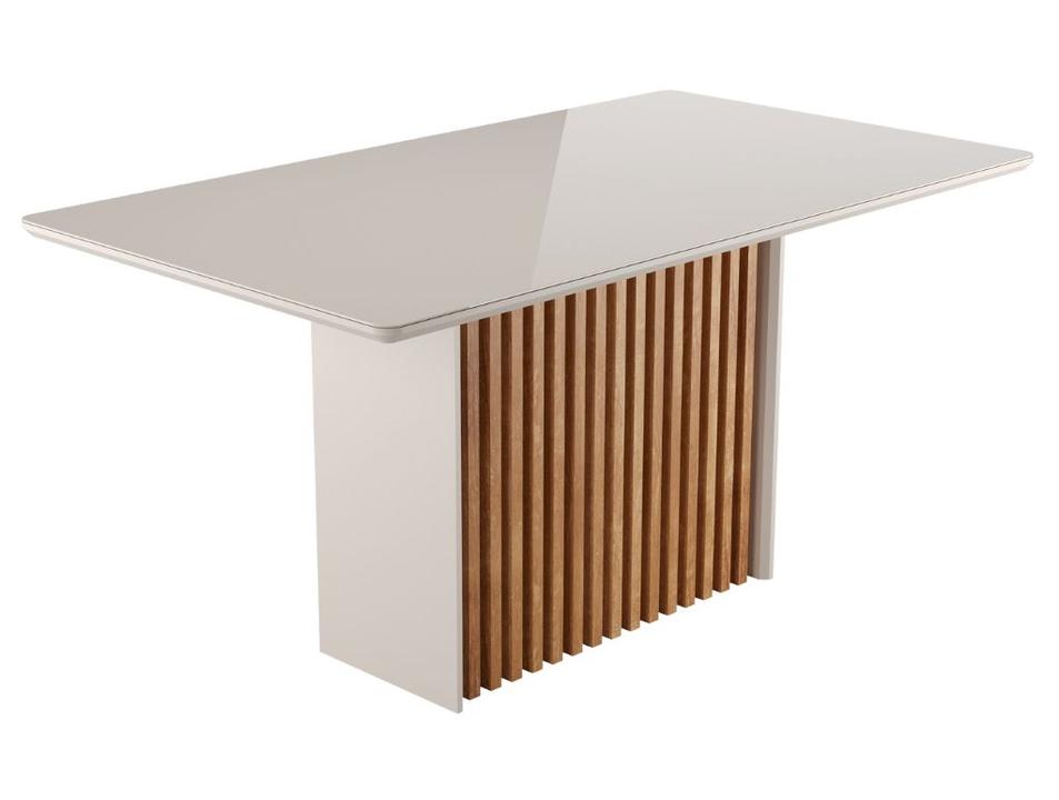 Mesa de Jantar 6 Cadeiras 6 Lugares Retangular Mel e Off White Sonetto Móveis Cris - 5