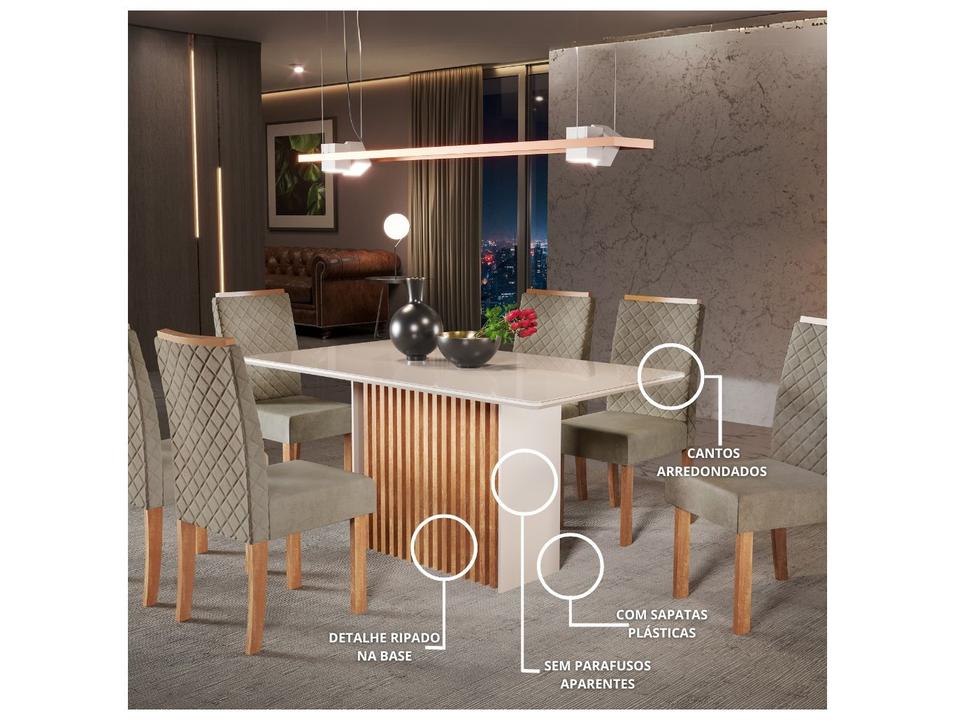 Mesa de Jantar 6 Cadeiras 6 Lugares Retangular Mel e Off White Sonetto Móveis Cris - 1
