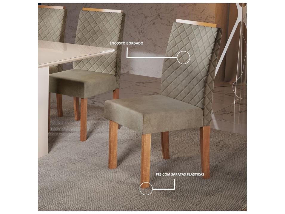 Mesa de Jantar 6 Cadeiras 6 Lugares Retangular Mel e Off White Sonetto Móveis Cris - 2