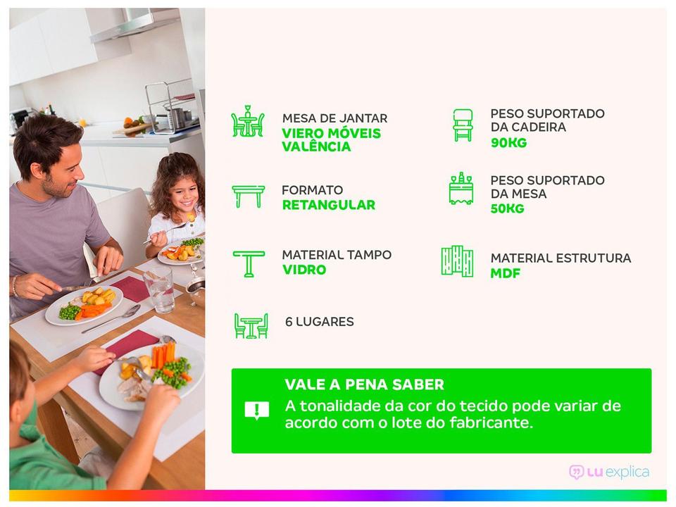 Mesa de Jantar 6 Cadeiras 6 Lugares Retangular - 1