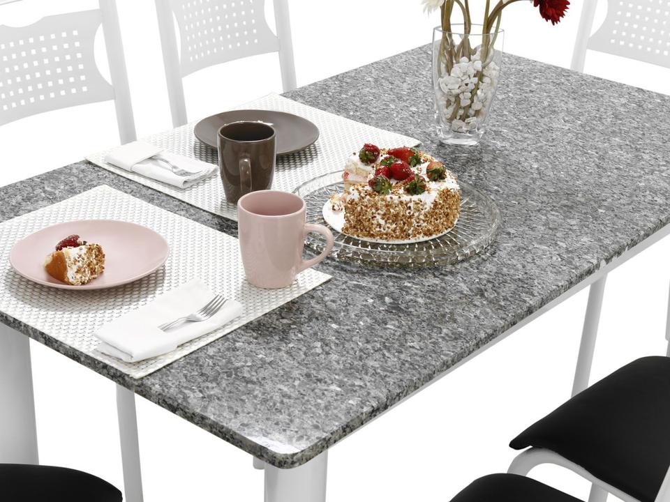 Mesa de Jantar 6 Cadeiras Retangular Aço Tampo Granito Poeme Ciplafe - 3