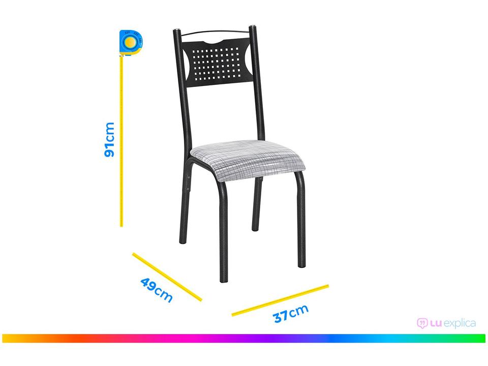 Mesa de Jantar 6 Cadeiras Retangular Aço Tampo Granito Poeme Ciplafe - 12