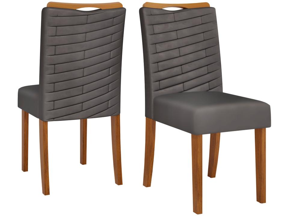 Mesa de Jantar 6 Cadeiras Retangular Cinza e Lunar DJ Móveis Firenze - 4