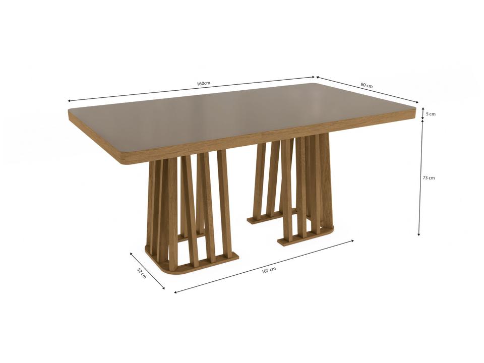 Mesa de Jantar 6 Cadeiras Retangular Cinza Kappesberg Esmeralda - 3