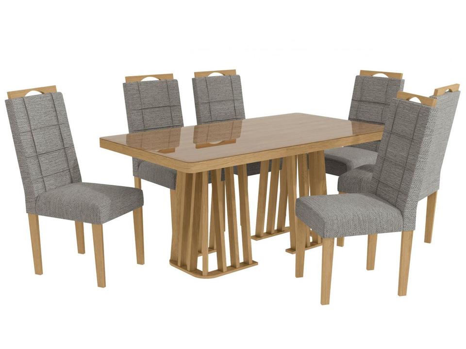 Mesa de Jantar 6 Cadeiras Retangular Cinza Kappesberg Esmeralda - 2